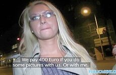 PublicAgent: Hot blonde MILF gets fucked for cash in a car